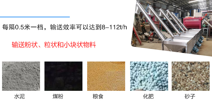 輸送粉狀、粒狀和小塊狀物料，如水泥、煤粉、糧食、化肥、灰渣、砂子等