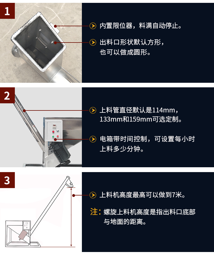 不銹鋼螺旋輸送機自動上料，可定制管徑，高度可做到7米